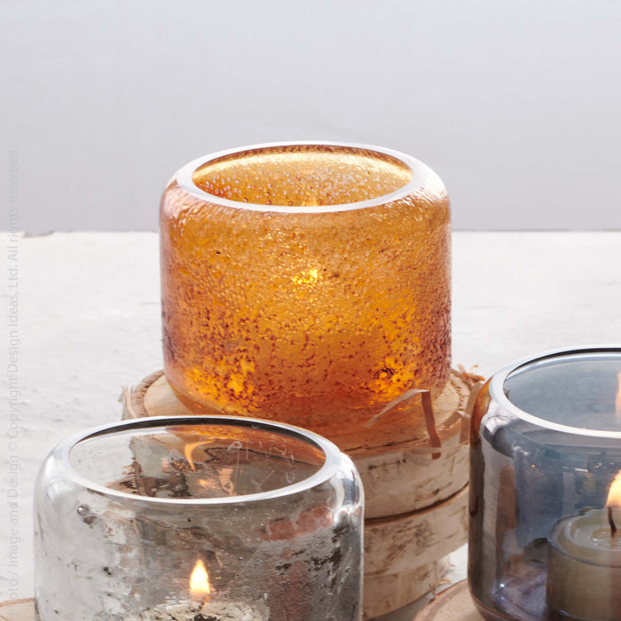 Hubbard™ Orange Glaze Glass Votive Candle Holder
